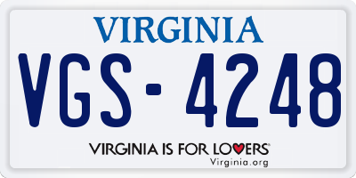 VA license plate VGS4248
