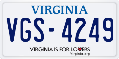 VA license plate VGS4249
