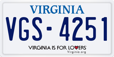 VA license plate VGS4251