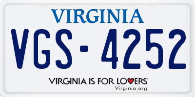 VA license plate VGS4252