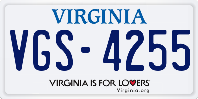 VA license plate VGS4255