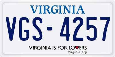 VA license plate VGS4257
