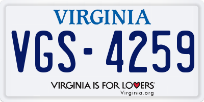 VA license plate VGS4259