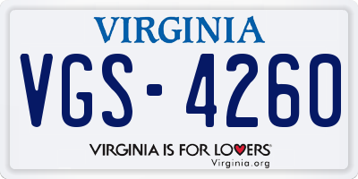 VA license plate VGS4260