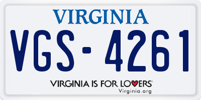 VA license plate VGS4261
