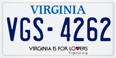 VA license plate VGS4262