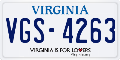 VA license plate VGS4263