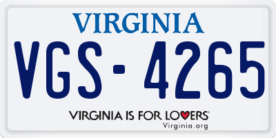 VA license plate VGS4265