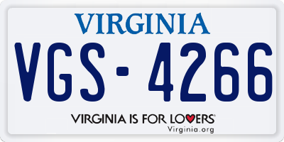 VA license plate VGS4266
