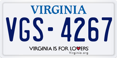 VA license plate VGS4267