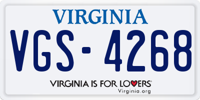 VA license plate VGS4268