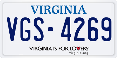 VA license plate VGS4269
