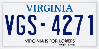 VA license plate VGS4271