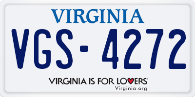 VA license plate VGS4272