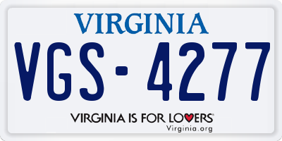 VA license plate VGS4277