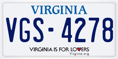 VA license plate VGS4278