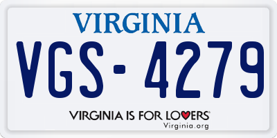 VA license plate VGS4279