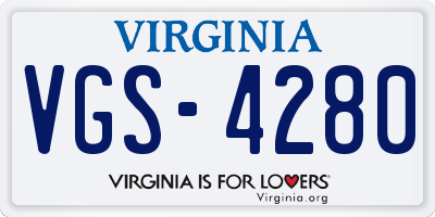 VA license plate VGS4280