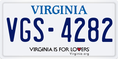 VA license plate VGS4282
