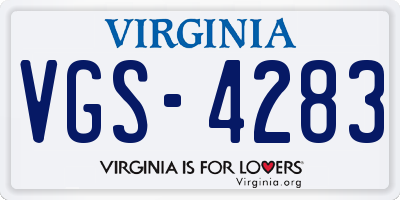 VA license plate VGS4283