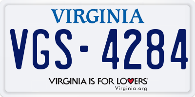 VA license plate VGS4284