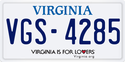 VA license plate VGS4285