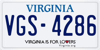 VA license plate VGS4286