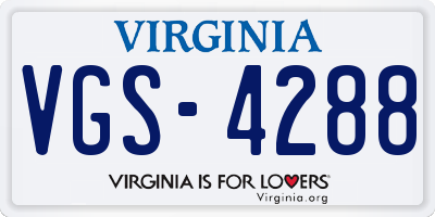 VA license plate VGS4288
