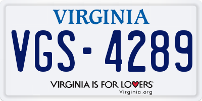 VA license plate VGS4289