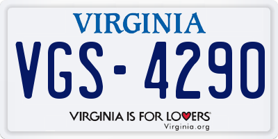 VA license plate VGS4290