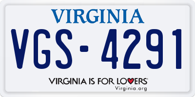 VA license plate VGS4291