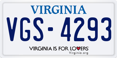 VA license plate VGS4293