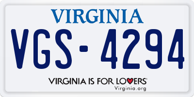 VA license plate VGS4294