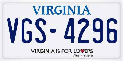 VA license plate VGS4296