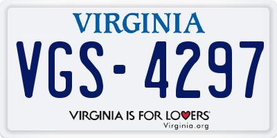 VA license plate VGS4297