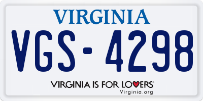 VA license plate VGS4298