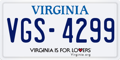 VA license plate VGS4299
