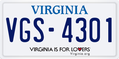 VA license plate VGS4301