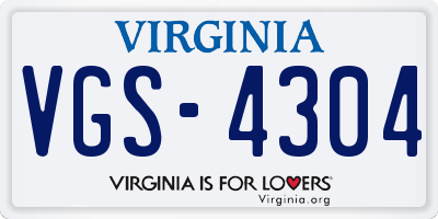 VA license plate VGS4304