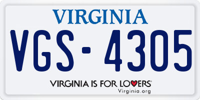 VA license plate VGS4305