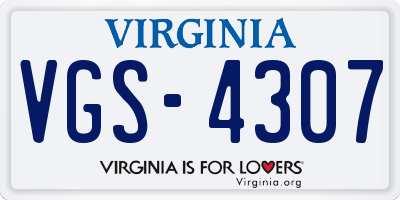 VA license plate VGS4307