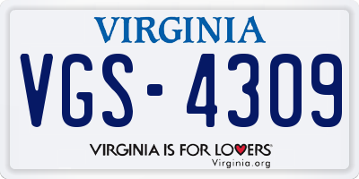 VA license plate VGS4309