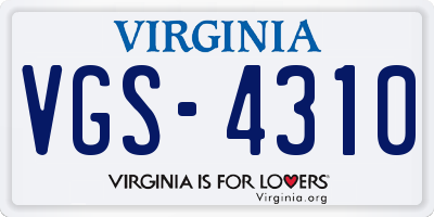 VA license plate VGS4310