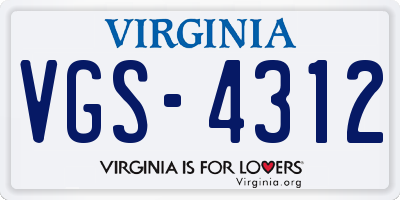 VA license plate VGS4312
