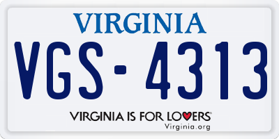 VA license plate VGS4313