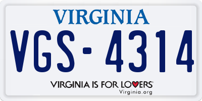 VA license plate VGS4314