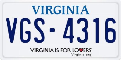 VA license plate VGS4316