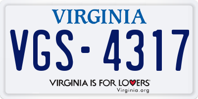VA license plate VGS4317