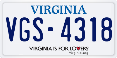 VA license plate VGS4318