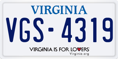 VA license plate VGS4319